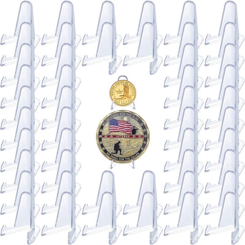 LRANFOW Coin Stand 50 PCS 1.4" Acrylic Stands for Display Coins Challenge Medals Casino Chips - Image 1